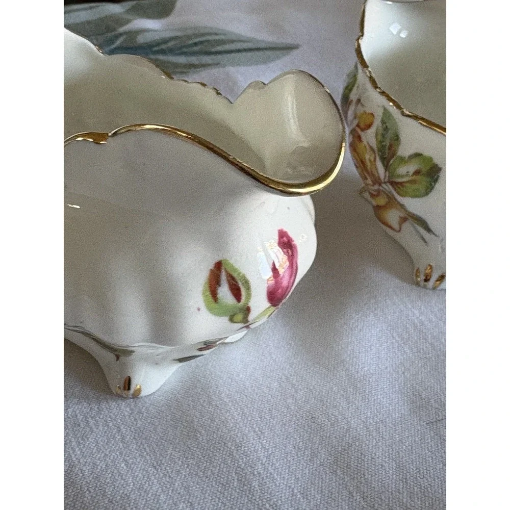 Hammersley Morgans Yellow Rose Sugar Creamer Bone China England Gold‎ Trim VTG